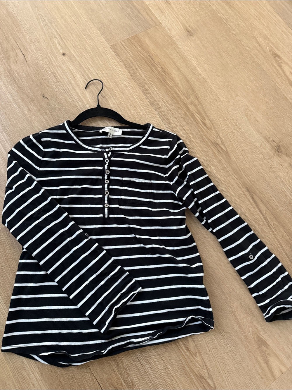 Jones New York Striped Long-Sleeve Henley Top